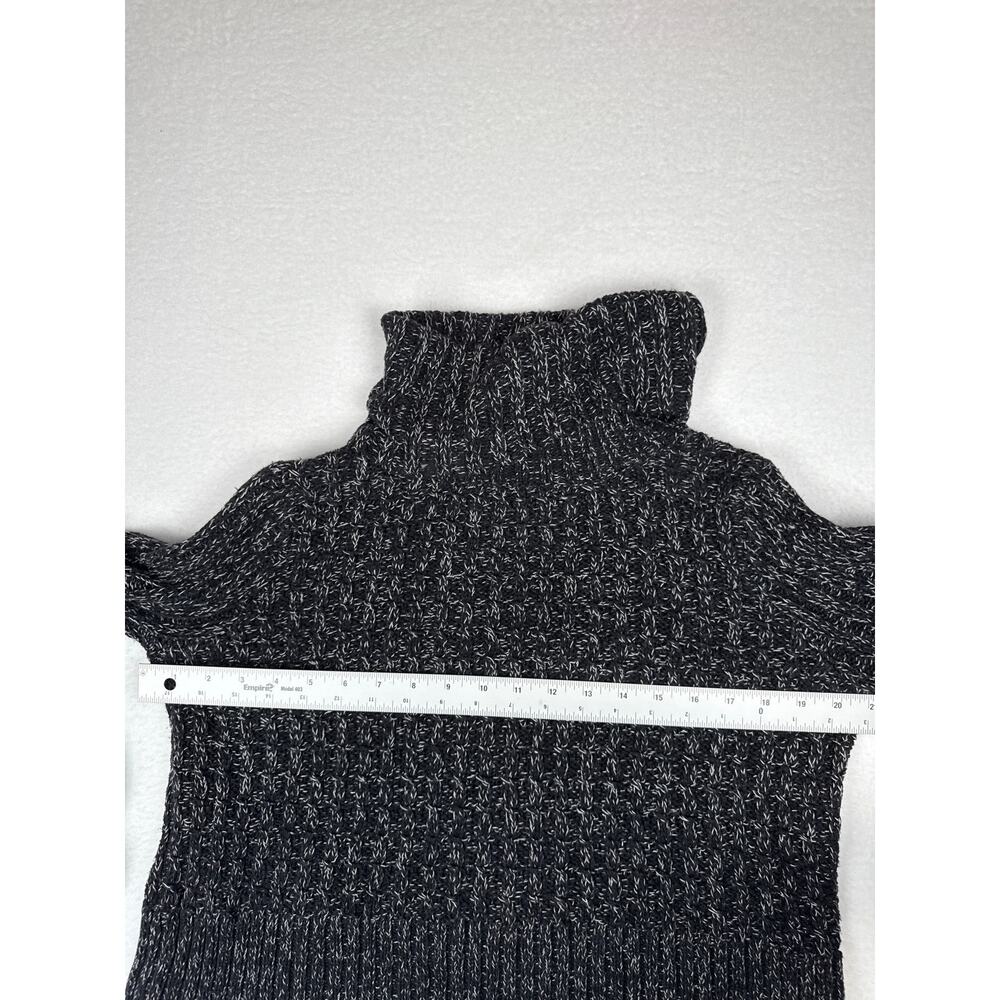 Free people black marled ballet twisted cableturtle neck cropped sweater size M - Picture 8 of 9